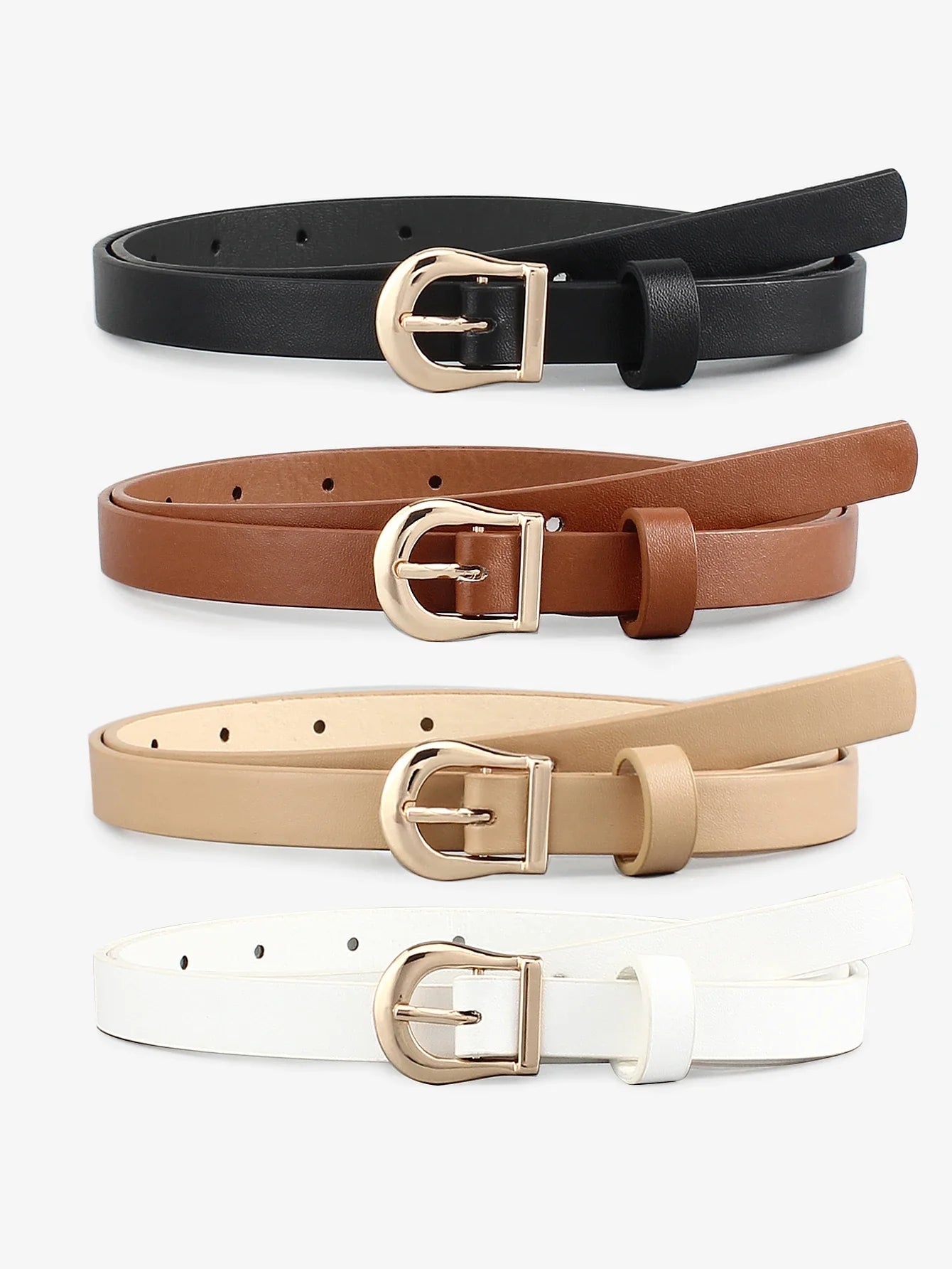 Women's Set of 4 Genuine Leather Belts - Aurora